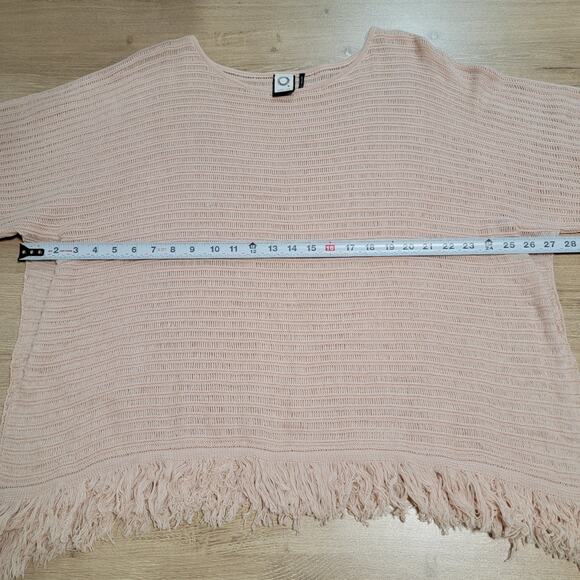 Anthropologie Akemi Kin Cotton Linen Poncho Shawl Sweater Lagenlook Boho Fringe - Picture 6 of 6